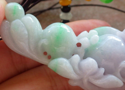 Certified Green Pale Lavender Burma 100% Natural A Jade jadeite Pendant Monkey Peach Lotus Flower Ruyi Coin Necklace 猴子 588160 GS