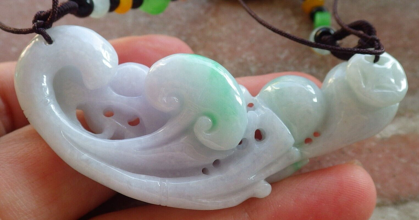 Certified Green Pale Lavender Burma 100% Natural A Jade jadeite Pendant Monkey Peach Lotus Flower Ruyi Coin Necklace 猴子 588160 GS