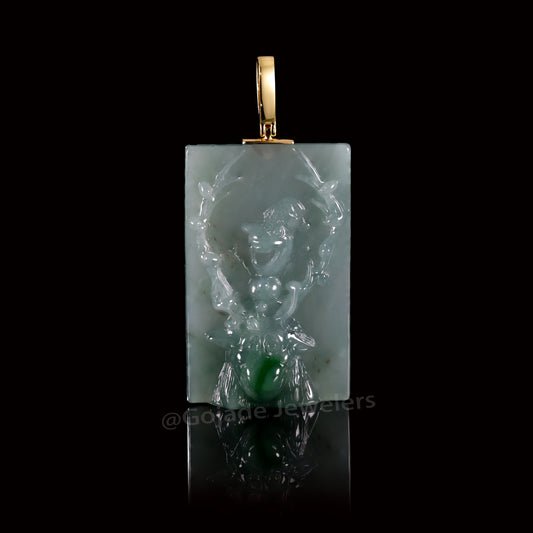 The Frozen Snowman reindeer Jadeite 100% Natural Burma Jade Jadeite With Certificated (S925 Silver Buckle)