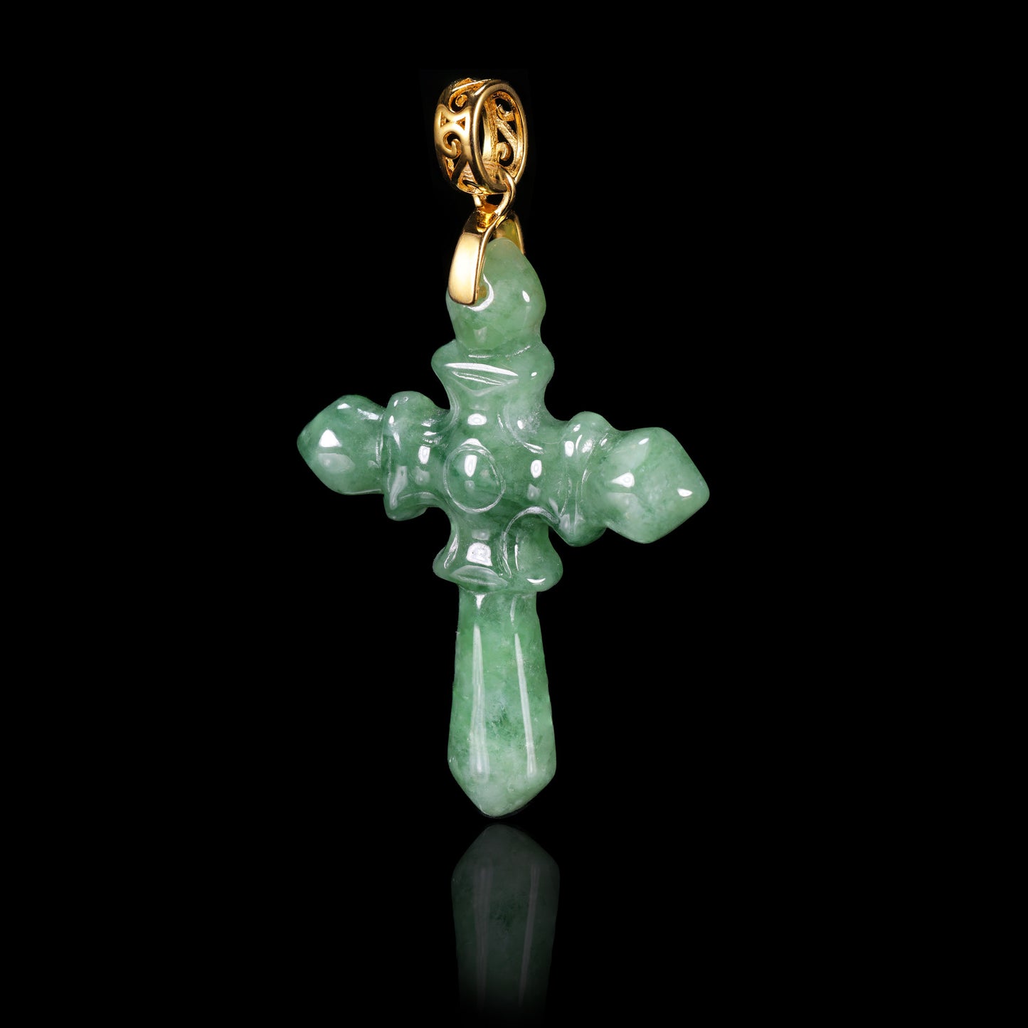 The Cross Jadeite 100% Natural Burma Jade Jadeite With Certificated (S925 Silver Buckle)
