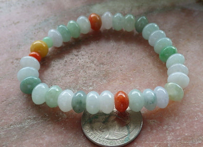 Certified Red Yellow Green Burma 100% Natural A JADE Jadeite Bead Beads Bangle Circle Bead Beads Bangle Bracelet 平安扣手链  573828 TN