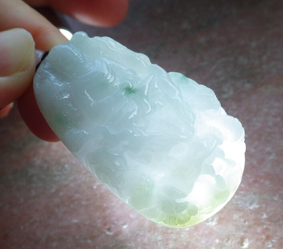 Certified Green Burma 100% Natural A Jade jadeite Pendant Sakyamuni Buddha God 5 Dragon Necklace 574365 TN