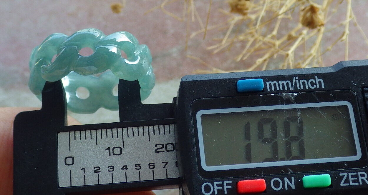 Certified Icy Green Burma 100% Natural A JADE Jadeite Knotted RING USA. 9.75 戒指 636002  TN