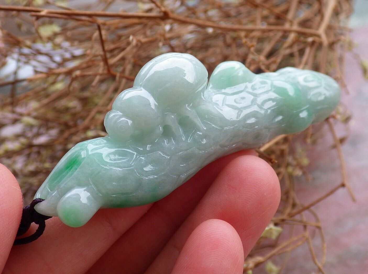 Certified Green 100% Natural A Jade jadeite Pendant Beetle Tree Necklace 富甲天下 524950 TN