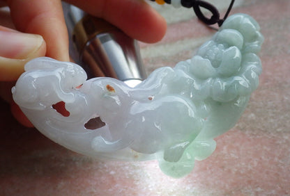 Certified Green Pale Lavender Burma 100% Natural A Jade jadeite Pendant Rabbit Flower Coin Ruyi Necklace 兔子 635206  TN