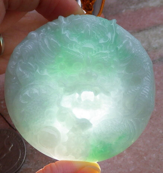 Certified Green 100% Natural A Jade jadeite pendant Dragon Mouse Rat Bead Circle Necklace 望子成龙 519590  TN