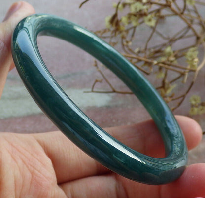 Certified Icy Blue Water Green Burma 100% Natural A JADE Jadeite Circle Bangle Bracelet 55 mm 手镯 633789  TN