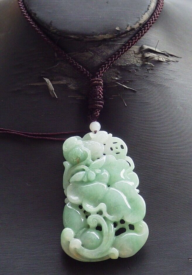 Certified Green Burma 100% Natural A Jade jadeite Pendant Mandarin Duck Phoenix Lotus Flower Coin Necklace 鸳鸯 575098 TN