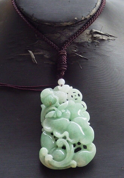 Certified Green Burma 100% Natural A Jade jadeite Pendant Mandarin Duck Phoenix Lotus Flower Coin Necklace 鸳鸯 575098 TN