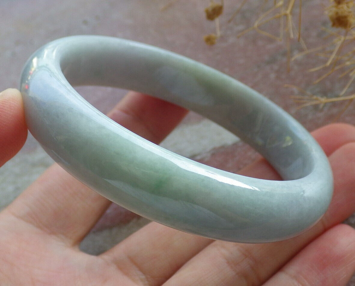 Certified Green Pale Lavender Burma 100% Natural A JADE Jadeite Bangle Bracelet 56 mm 手镯 635932  TN
