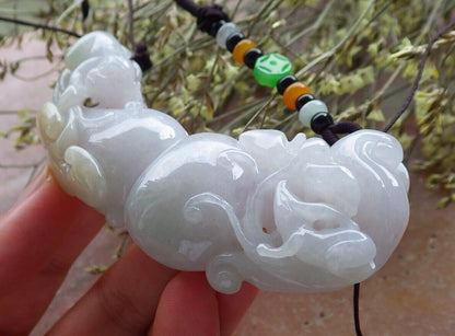 Certified Yellow Green Pale Lavender Burma 100% Natural A Jade jadeite Pendant Monkey Fox Gourd Lotus Flower Ruyi Coin Necklace 猴子 573759 TN