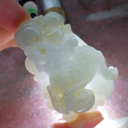 Certified Yellow Pale Green Burma 100% Natural A Jade jadeite Pendant Dragon Kai Lun Lotus Flower Yuan Bao Peach Necklace 生意兴隆 633208  TN