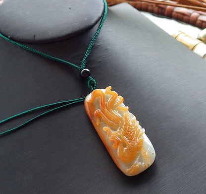 Certified Red Green 100% Natural A Jade jadeite Pendant Phoenix Necklace 凤凰 526289  TN