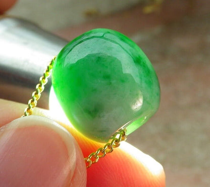 Certified Green Burma 100% Natural A Jade Pendant Circle Bead Donut Necklace 路路通 574932 TN
