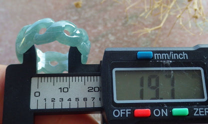Certified Icy Green Burma 100% Natural A JADE Jadeite Knotted RING USA. 9.75 戒指 635985  TN