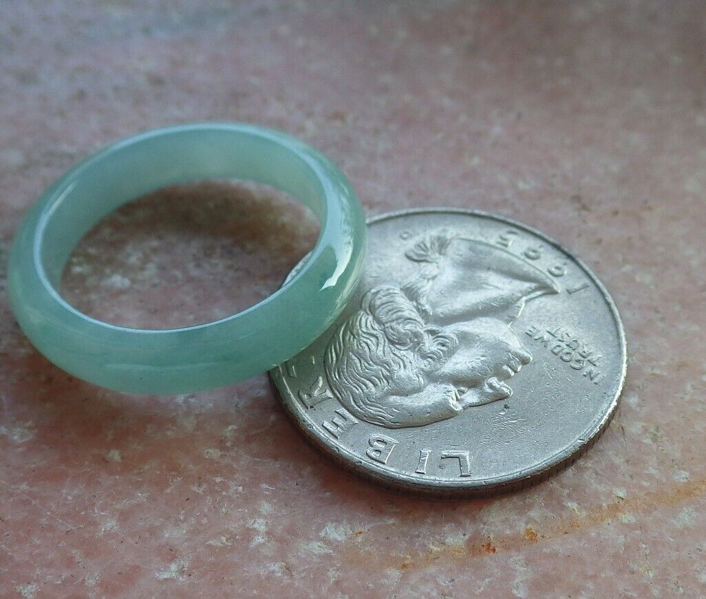 Certified Icy Green Burma 100% Natural A JADE Jadeite Circle RING USA. 7.75 戒指 574456 TN