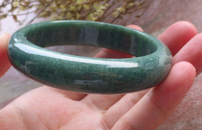 Certified Green Burma 100% Natural A JADE Jadeite Bangle Bracelet 58 mm 手镯 574632 TN