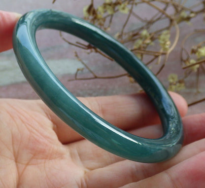 Certified Icy Blue Water Burma 100% Natural A JADE Jadeite Circle Bangle Bracelet 58 mm 手镯 633770  TN