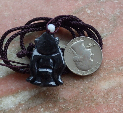 Certified Black Burma Natural A Jade jadeite pendant Zhong Kui God Fan 钟馗 526065  TN
