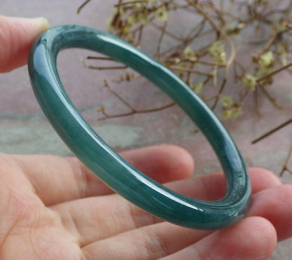 Certified Icy Blue Water Burma 100% Natural A JADE Jadeite Circle Bangle Bracelet 57 mm 手镯 633681  TN