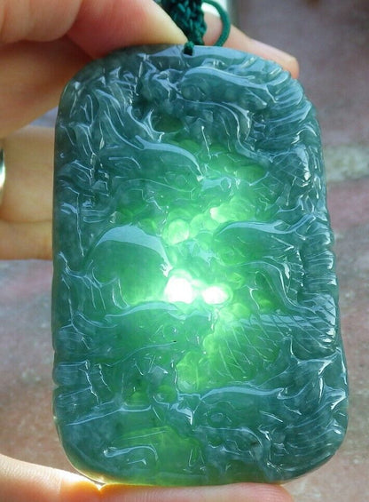 Certified Green Burma 100% Natural A Jade jadeite Pendant 9 Dragon Spit Bead Necklace 九龙戏珠 525370  TN