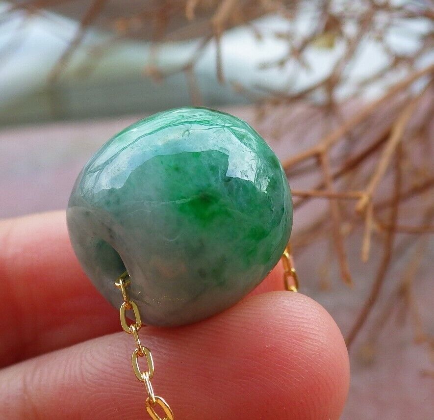 Certified Green Burma 100% Natural A Jade Circle Bead Donut Necklace 路路通 526265  TN