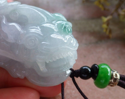 Certified Icy Green Pale Lavender 100% Natural A Jade jadeite Pendant Dragon Pi Xiu Lotus Flower Ruyi Money Coin Necklace 风水貔貅 523926  TN