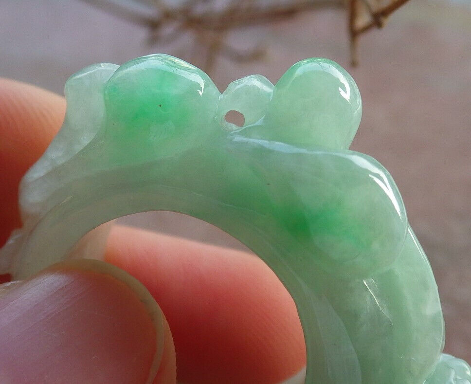 Certified Green Burma 100% Natural A JADE Jadeite Frog Toad Lotus Flower RING USA. 8.25 戒指 634202  TN
