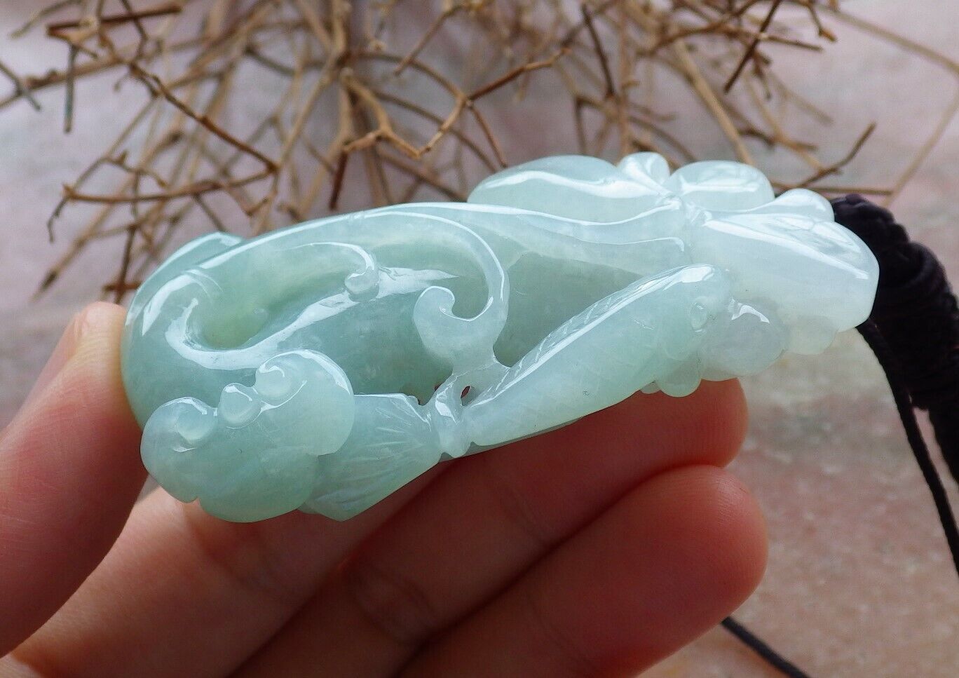 Certified Green 100% Natural A Jade jadeite Pendant Fish Lotus Flower Ruyi Coin Necklace 年年有余  528853  TN