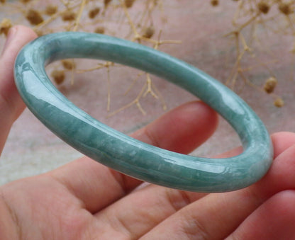 Certified Green Burma 100% Natural A JADE Jadeite Circle Bangle Bracelet 56 mm 手镯 636798  TN