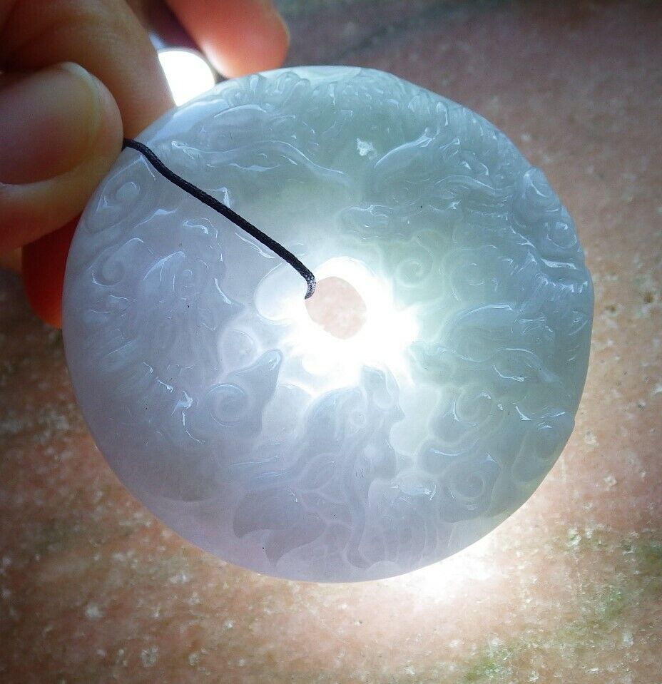 Certified Green Pale Lavender 100% Natural A Jade jadeite Pendant 9 Dragon Spit Bead Circle Necklace 九龙戏珠 523970  TN