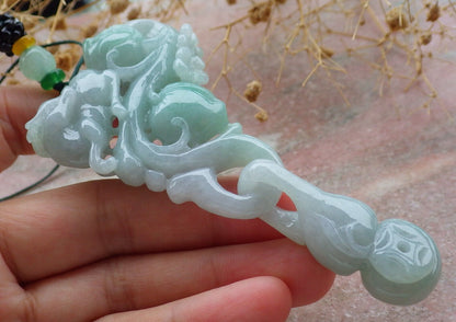Certified Green Burma 100% Natural A Jade jadeite Pendant Deer Flower Peach Gourd Coin Necklace W Ring 梅花鹿 636653  TN