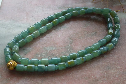 Certified Icy Yellow Green Burma 100% Natural A JADE Jadeite Bead Beads Circle Necklace 25 inches 项链 617389  TN