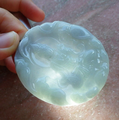 Certified Green Pale Lavender 100% Natural A Jade jadeite pendant Guanyin Kwan Yin Lotus Flower Necklace 观音 523691  TN