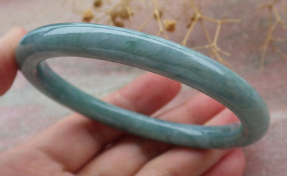 Certified Icy Green Burma 100% Natural A JADE Jadeite Circle Bangle Bracelet 60 mm 手镯 636693  TN