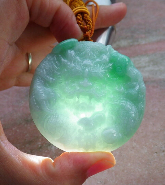 Certified Green 100% Natural A Jade jadeite Pendant Dragon Mouse Rat Lotus Flower Ruyi Necklace 望子成龙 520856  TN