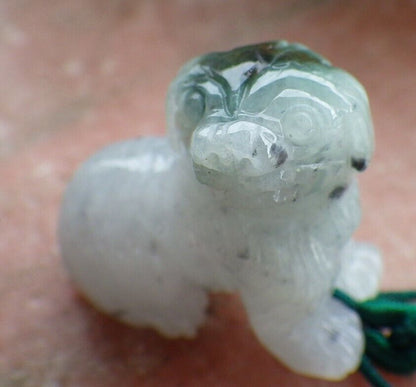 Certified Black 100% Natural A Jade jadeite Pendant Zodiac Dog Necklace 发财狗 524221  TN