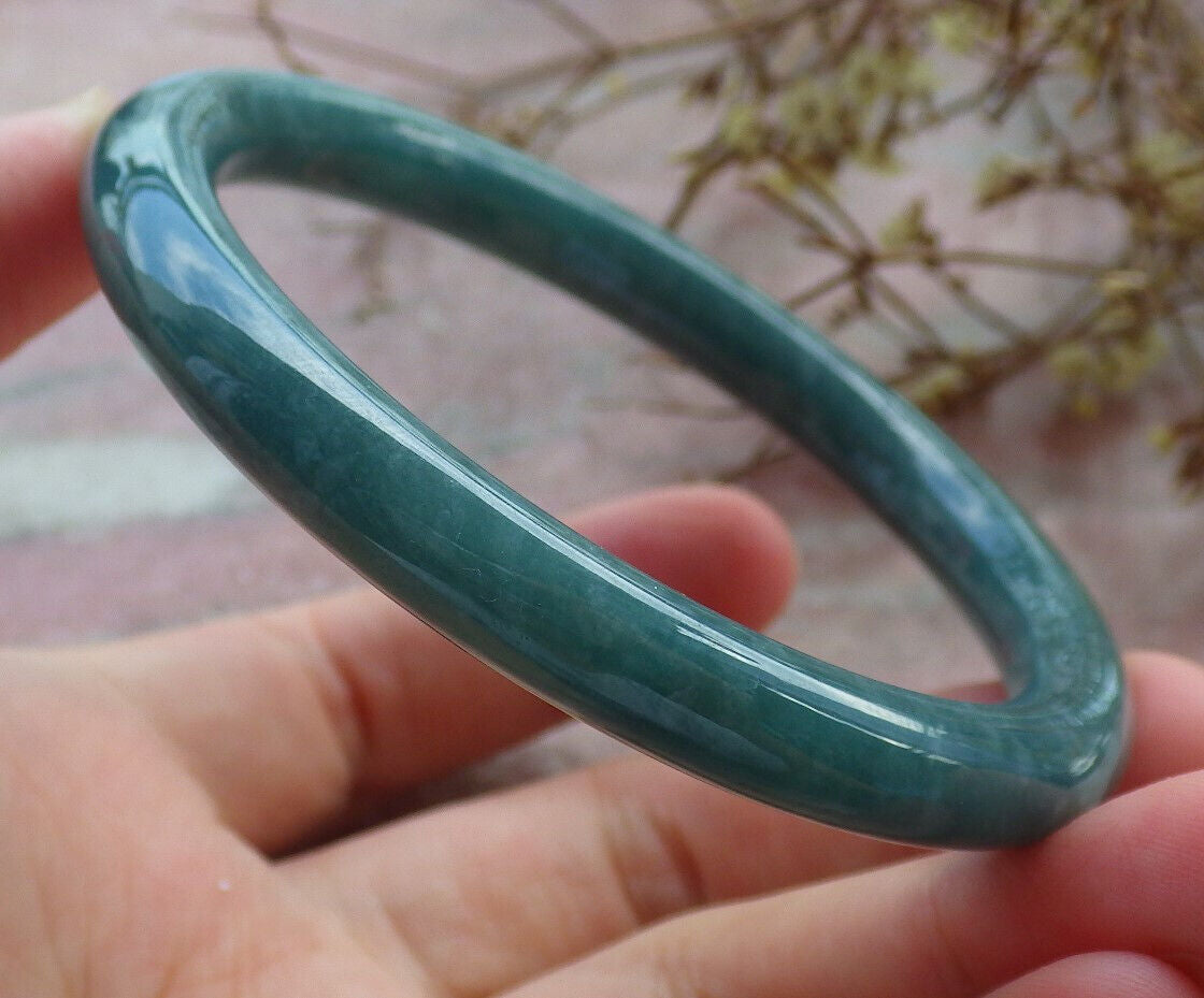 Atestita Verda Birmo 100% Natura A JADE Jadeita Ronda Brakringo 57,4 mm 手镯 632991 TN