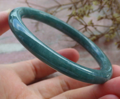Atestita Verda Birmo 100% Natura A JADE Jadeita Ronda Brakringo 57,4 mm 手镯 632991 TN