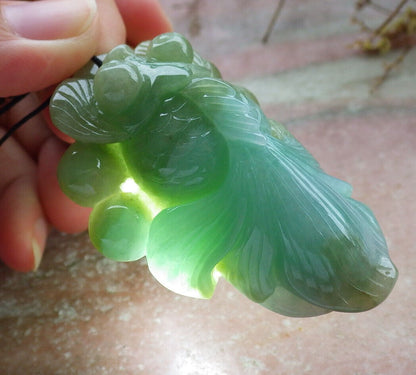 Certified Green Yellow Burma 100% Natural A Jade jadeite pendant Gold Fish Coin Ruyi Necklace 金玉满堂 632577  TN