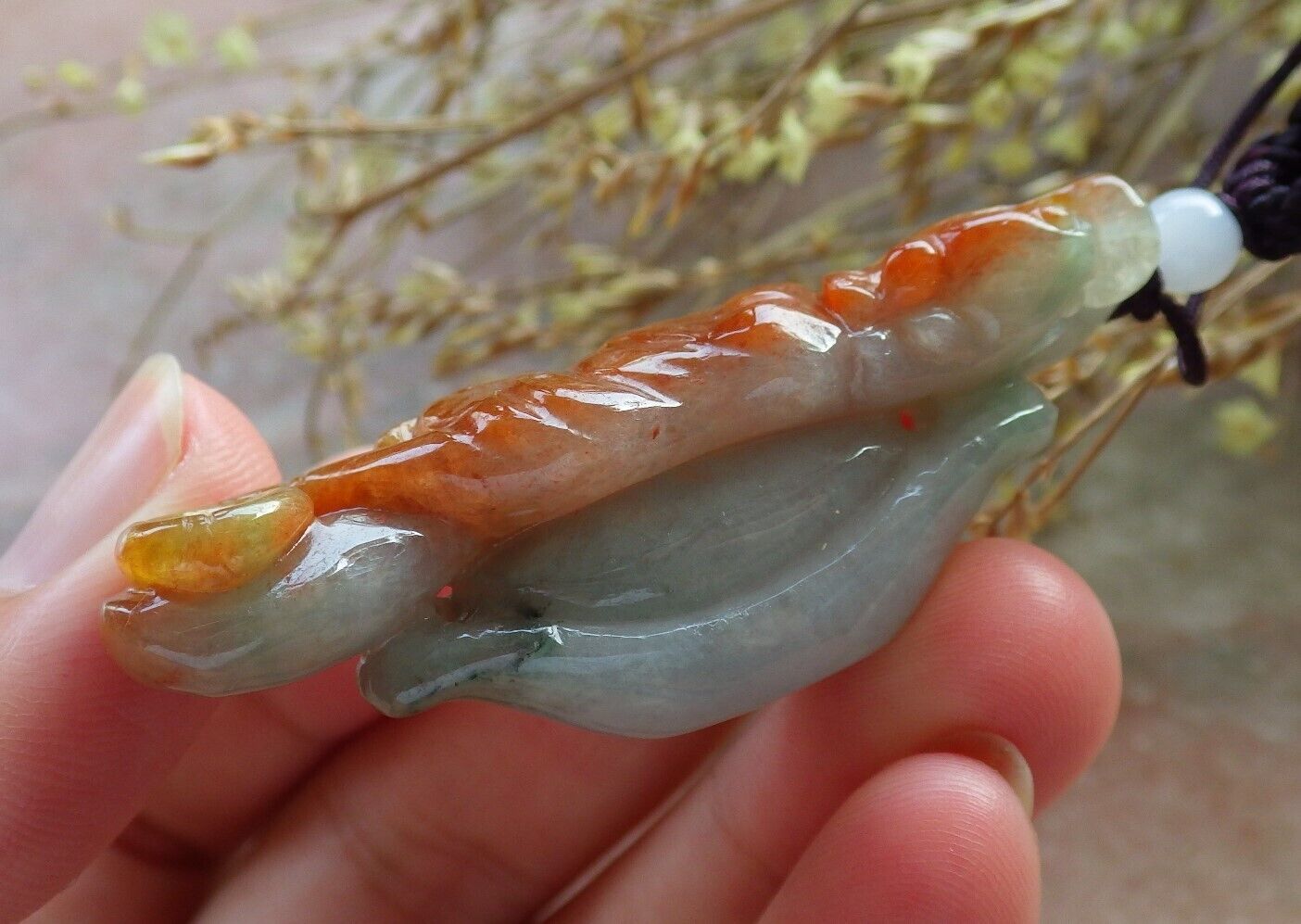 Certified Red Green Burma 100% Natural A Jade jadeite Pendant Tiger Yuan Bao Necklace 虎虎生威 575613 TN