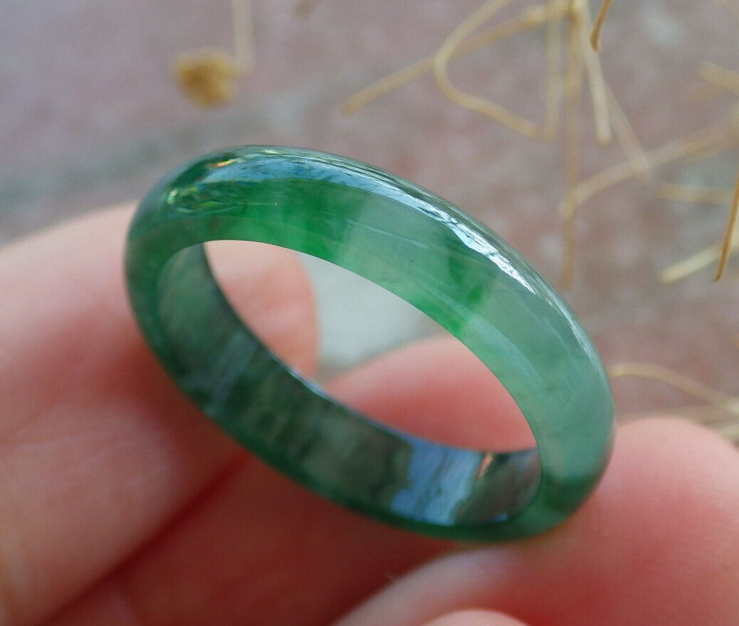 Certified Icy Green Burma 100% Natural A JADE Jadeite Circle RING USA. 7 戒指 635817  TN