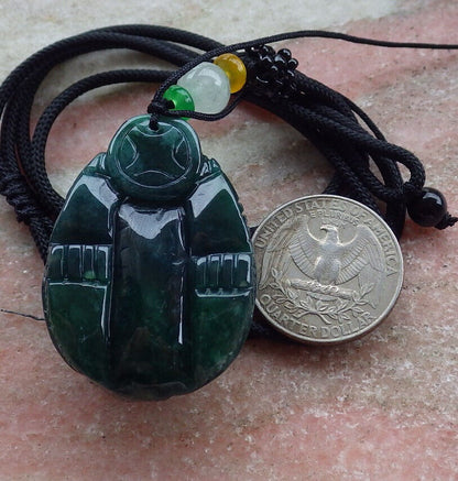 Certified Icy Green Burma 100% Natural A Jade jadeite Pendant Dragon Turtle Money Coin Necklace 龙龟 636081  TN