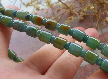 Certified Icy Yellow Green Burma 100% Natural A JADE Jadeite Bead Beads Circle Necklace 25 inches 项链 617426  TN