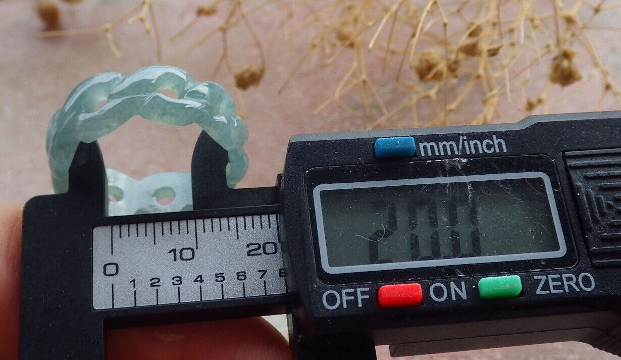 Certified Icy Green Burma 100% Natural A JADE Jadeite Knotted RING USA. 10.25 戒指 636173  TN