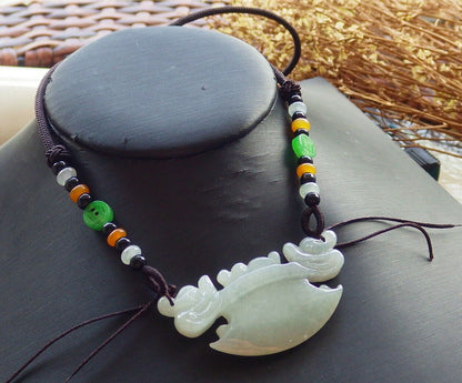 Certified Pale Lavender Green 100% Natural A Jade jadeite Pendant Dragon Axe Necklace 龙斧头 530012  TN