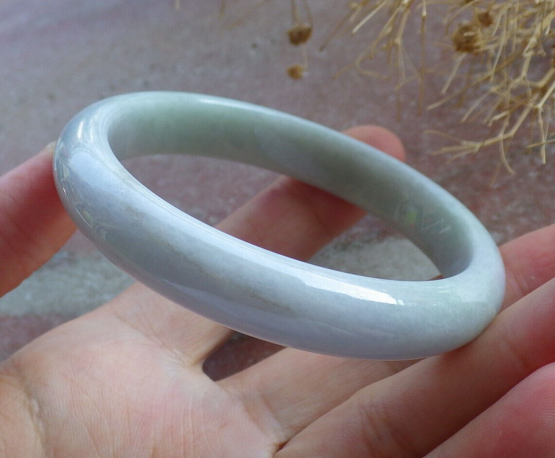 Certified Green Pale Lavender Burma 100% Natural A JADE Jadeite Bangle Bracelet 56 mm 手镯 635744  TN