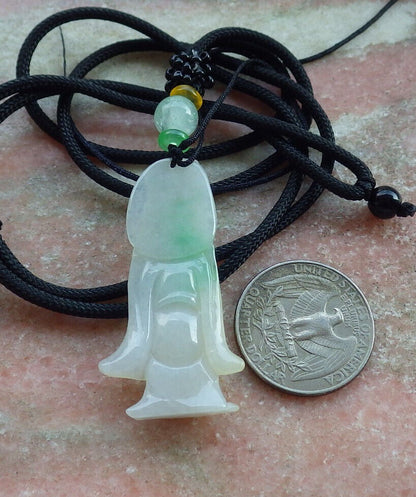 Certified Green Burma 100% Natural A Jade jadeite Pendant Longevity God Dragon Peach Necklace 寿星公 633270  TN