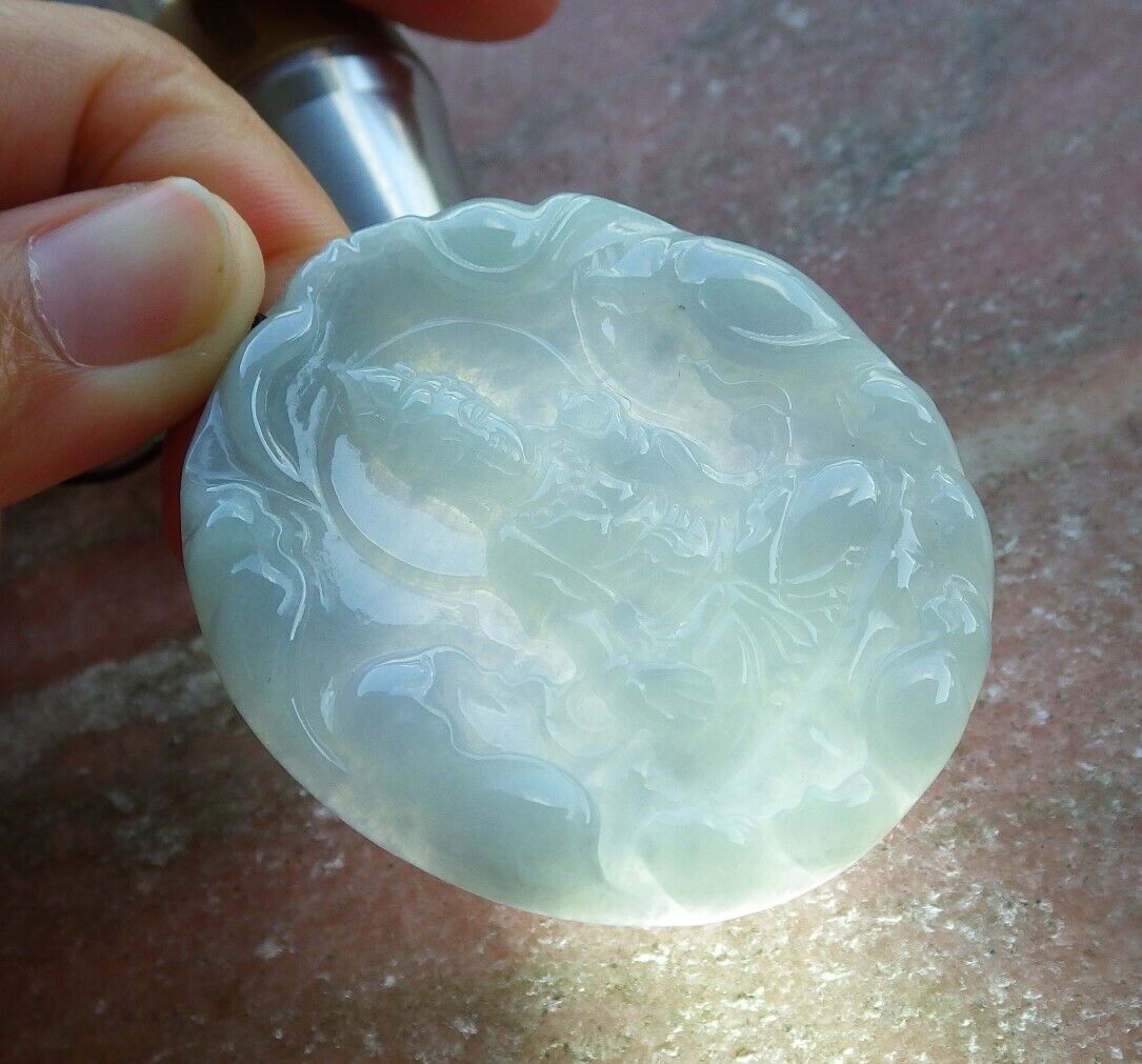 Certified Green Pale Lavender 100% Natural A Jade jadeite pendant Guanyin Kwan Yin Lotus Flower Necklace 观音 523705  TN