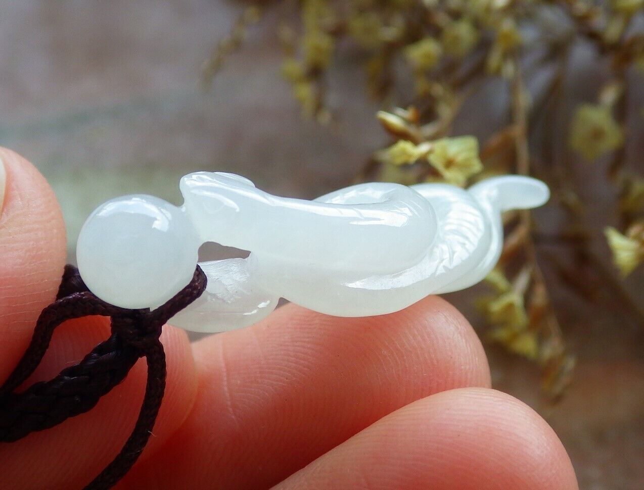 Certified Icy White 100% Natural A Jade jadeite pendant Snake Money Coin Bead Necklace 蛇 529972  TN